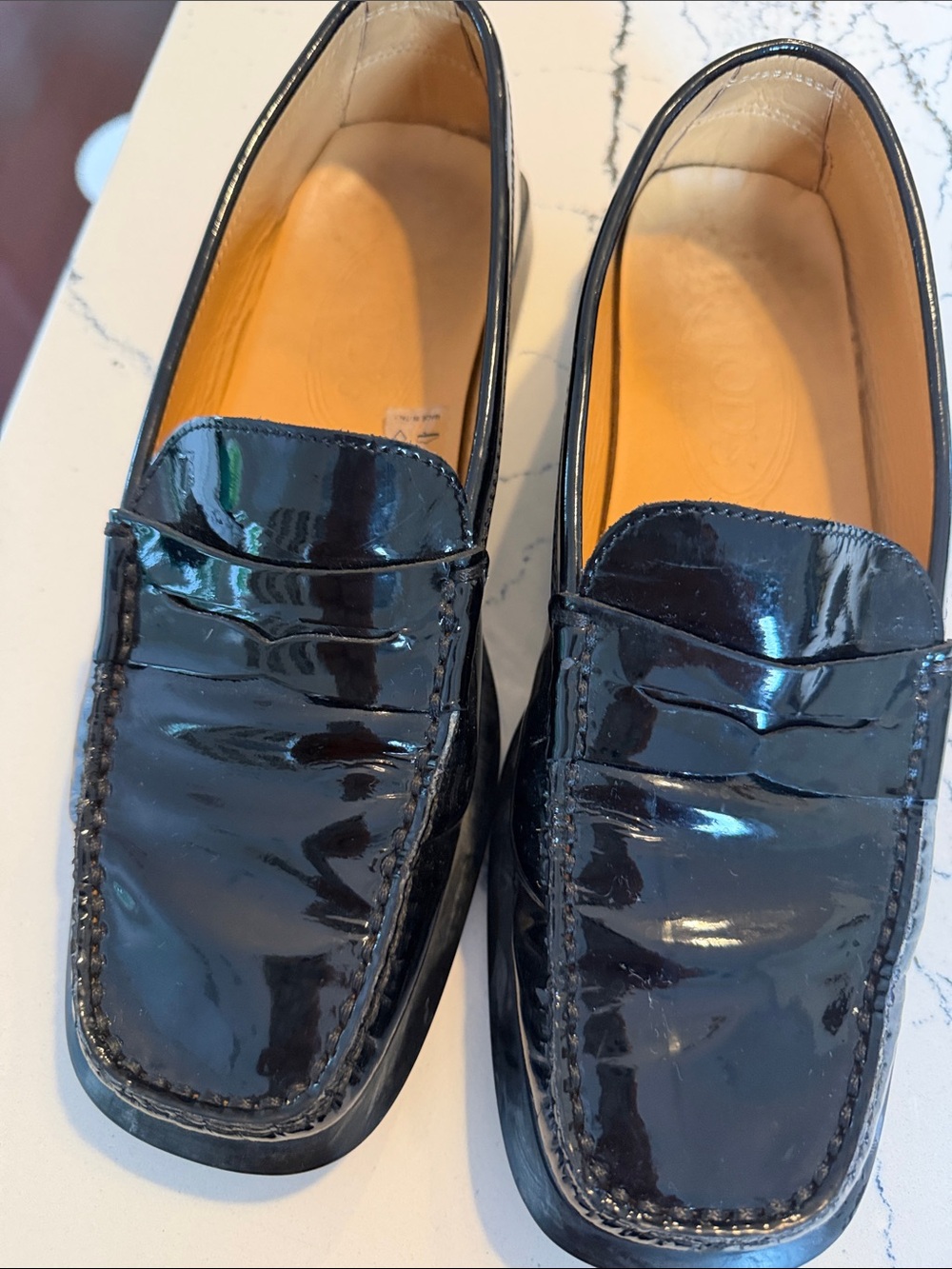Tod's Black Patent Leather Women's Penny Loafers:  Worn twice. Size 37